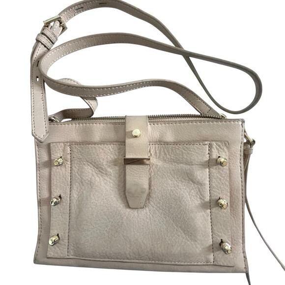 Botkier New York Warren City Crossbody Handbag Blush Beige Leather Studded - Picture 1 of 14